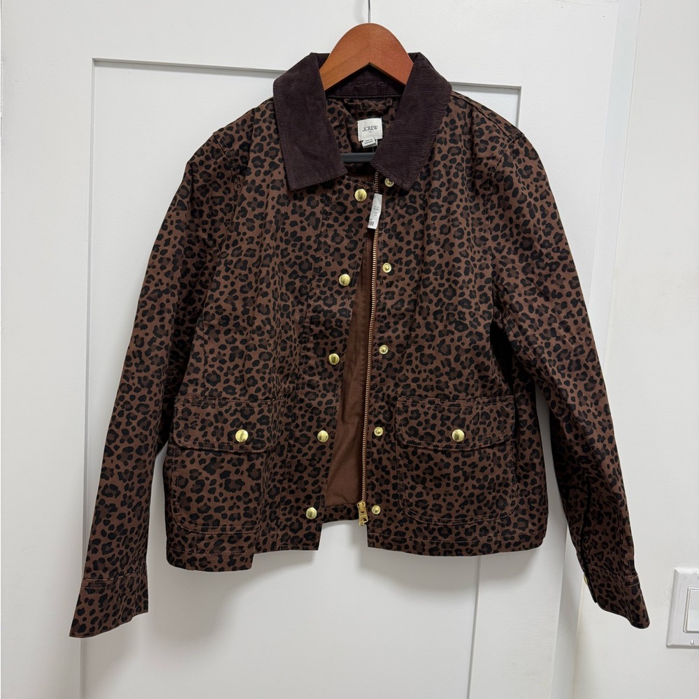 NWT J. Crew Leopard Print Utility Jacket